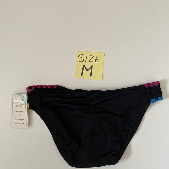 Lucky Brand bikini bottoms black crochet detail swimsuit Hipster bathing M - Picture 4 of 11